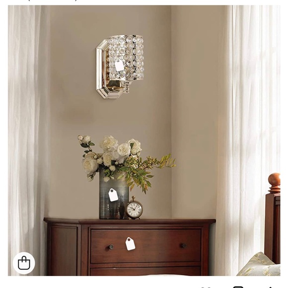 Plating champagne finish and polyhedral opal crystal shade. 2 fixtures included - Picture 5 of 15